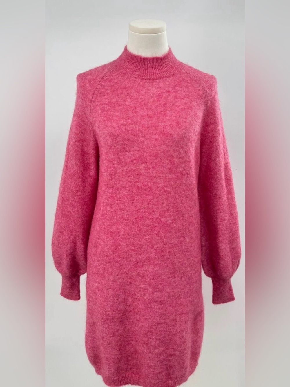 Sezane Pink Mohair Wool Sweater Dress Mock Neck Knit Mini S